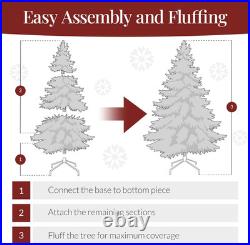 Best Choice Products White Christmas Tree 7.5Ft Pre-Lit Artificial Pine Tree Pre