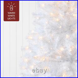 Best Choice Products White Christmas Tree 7.5Ft Pre-Lit Artificial Pine Tree Pre