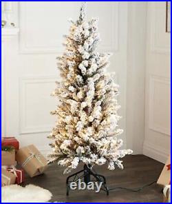 Bethlehem Lights 5' Slim Spruce Flocked Tree Clear Lighted Christmas Tree Bethlehem Lights 5' Slim Spruce Flocked Tree Clear Lighted Christmas Tree