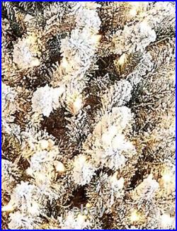 Bethlehem Lights 5' Slim Spruce Flocked Tree Clear Lighted Christmas Tree Bethlehem Lights 5' Slim Spruce Flocked Tree Clear Lighted Christmas Tree