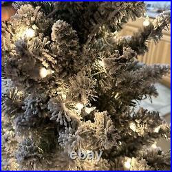 Bethlehem Lights 5' Slim Spruce Flocked Tree Clear Lighted Christmas Tree Bethlehem Lights 5' Slim Spruce Flocked Tree Clear Lighted Christmas Tree