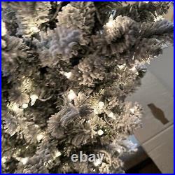 Bethlehem Lights 5' Slim Spruce Flocked Tree Clear Lighted Christmas Tree