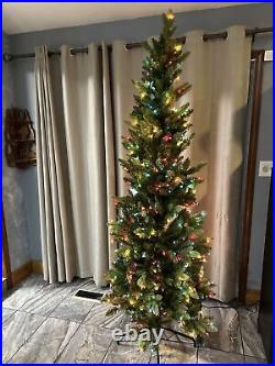 Bethlehem Lights 7' Slim Spruce Tree Multicolor Lighted CHRISTMAS Tree