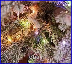 Bethlehem Lights Micro LED 7' Flocked Christmas Tree with Storage Bag