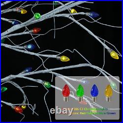 Birch Christmas Tree, 7FT 206 LED Christmas Lights Lighted Tree, Artificial Tree