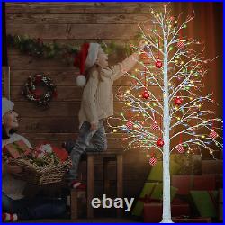 Birch Christmas Tree, 7FT 206 LED Christmas Lights Lighted Tree, Artificial Tree