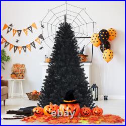 Black Artificial Christmas Halloween Tree with Purple LED Lights