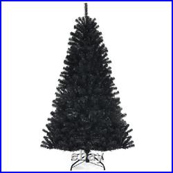 Black Artificial Christmas Halloween Tree with Purple LED Lights