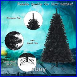 Black Artificial Christmas Halloween Tree with Purple LED Lights