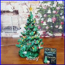 Ceramic Christmas Tree Atlantic Mold 2-pc 19 Light with Scroll Base Vintage 1974
