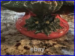 Ceramic Lighted Christmas Decorated Tree Door Decoration, Green/Red Base