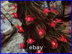 Ceramic Lighted Christmas Decorated Tree Door Decoration, Green/Red Base