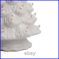 Ceramic Lighted Christmas Tree, Large White Tabletop Tree/Clear Lights 15.5