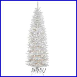 Christmas Hinged Pencil Tree 7ft Artificial Kingswood White Fir 300 Clear Lights
