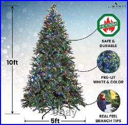 Christmas Tree 10 Ft- Pre-Lit White and Multi-Color Premium LED Lights Artific