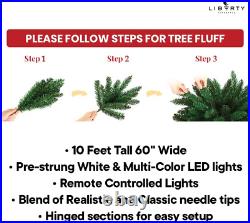 Christmas Tree 10 Ft- Pre-Lit White and Multi-Color Premium LED Lights Artific