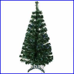 Christmas Tree 3ft 90cm Green Fibre Optic Pre Lit Multi Colour Lights GIft Box