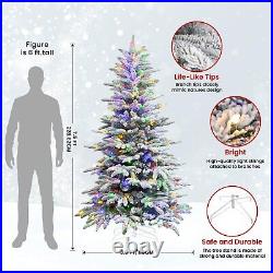 Christmas Tree 4-7.5FT Artificial Snow Flocked with 170-410 RGB Lights Xmas Decor Christmas Tree 4-7.5FT Artificial Snow Flocked with 170-410 RGB Lights Xmas Decor