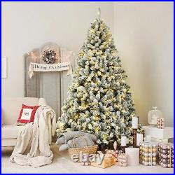 Christmas Tree 9ft Prelit Snow Flocked Artificial with 600 Warm Lights Holiday