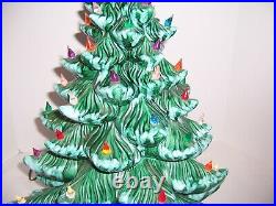 Christmas Tree Ceramic 24x17 Atlantic Mold 62+ Multi-Colored Lights Green withSnow