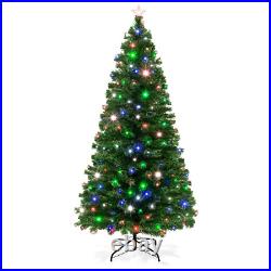 Christmas Tree, Pine, 7', Pre-Lit Fiber Optic, 280 Lights, 8 Sequences, Stand