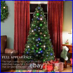 Christmas Tree, Pine, 7', Pre-Lit Fiber Optic, 280 Lights, 8 Sequences, Stand
