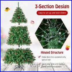 Christmas Tree Pre-Lit Artificial 6 FT W 300 Multi-Color LED Lights Xmas Decor