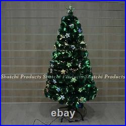Christmas Tree Pre-Lit Fiber Optic Pine LED Lights Xmas Home Decor Star 2-6FT UK