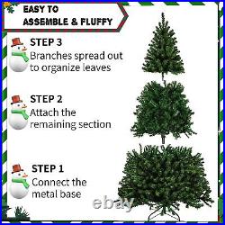 Christmas Tree Pre-Lit Hinged Artificial 7.5ft/6ft with Metal Stand for Holiday