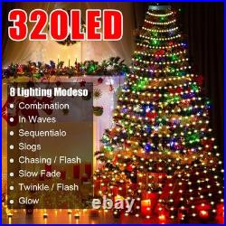 Christmas Tree Waterfall Lights 320 LED RGB Color Changing Indoor Outdoor Decor