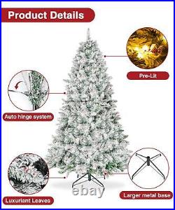 Christmas Tree With Lights 6.5ft Artificial Snow Flocked 1100 Branch Tips