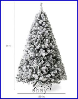 Christmas Tree Xmas Pre Lit 9FT Snow Flocked Pine 900 Lights Stand Artificial