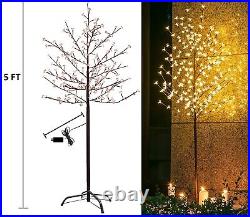 Christmas Tree with Lights Artificial Sakura Cherry Blossom Adjustable Branches