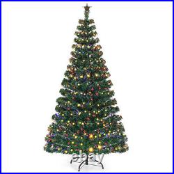 Costway 7FT Pre-Lit Artificial Christmas Tree Fiber Optic with 280 Lights Top Star