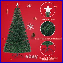 Costway 7FT Pre-Lit Artificial Christmas Tree Fiber Optic with 280 Lights Top Star