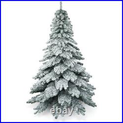 Costway 7.5 ft Snow Flocked Artificial Christmas Tree Hinged Alaskan Pine Tree