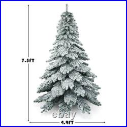 Costway 7.5 ft Snow Flocked Artificial Christmas Tree Hinged Alaskan Pine Tree