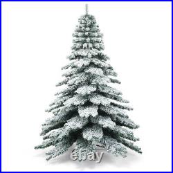 Costway 7.5 ft Snow Flocked Artificial Christmas Tree Hinged Alaskan Pine Tree