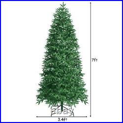 Costway 7' Pre-lit Hinged Christmas Tree with 450 LED Lights & 9 Dynamic Effects