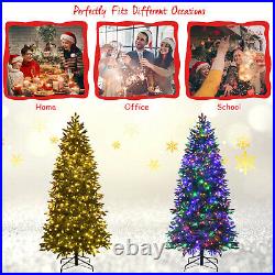 Costway 7' Pre-lit Hinged Christmas Tree with 450 LED Lights & 9 Dynamic Effects