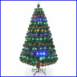 Costway 7ft Fiber Optic Christmas Tree With LED Lights Green CM20572
