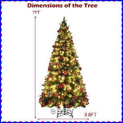 Costway 7ft Pre-lit Christmas Tree Artificial Christmas Tree with350 LED Lights
