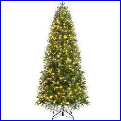 Costway 7ft Pre-lit Hinged Christmas Tree with 9 Dynamic Effects& 450 LED Lights