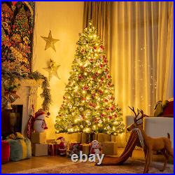Costway 7ft Pre-lit Hinged Christmas Tree with Remote Control & 9 Lighting Modes