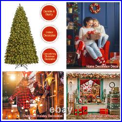 Costway 8Ft Pre-Lit Dense PVC Christmas Tree Spruce Hinged with880 LED Light Stand