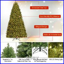 Costway 8Ft Pre-Lit Dense PVC Christmas Tree Spruce Hinged with880 LED Light Stand