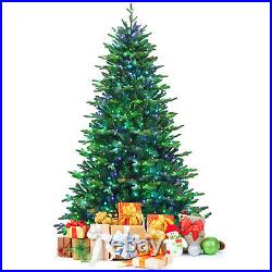 Costway 8ft App-Controlled Pre-lit Christmas Tree with 15 Modes Multicolor Lights