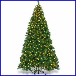 Costway 9Ft Pre-Lit Pvc Christmas Tree Hinged 700 Led Lights Green