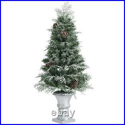 Costway Set of 2 Pre-lit Snowy Christmas Entrance Tree 4ft with 100 LED Lights