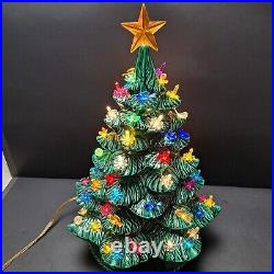 DAMAGED Vintage Lighted Christmas Tree 18 With Base Ceramic Albertas Mold 1978